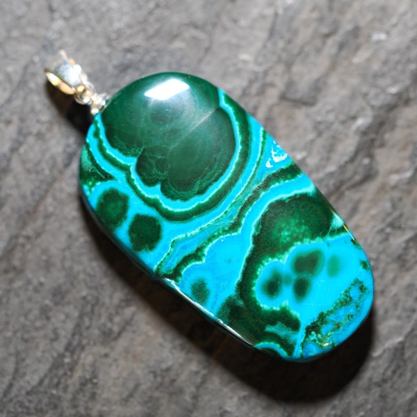 Pendentif malachite chrysocolle- 45 x 20mm