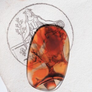 Dendritic agate 27x17 mm thin cabochon small abstract art painting image 5