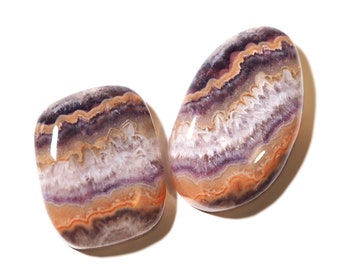 Lot of two amethyst agate from Auvergne - 28x17 and 22x18 mm -