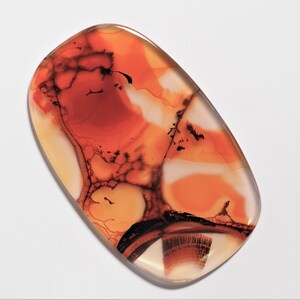 Dendritic agate 27x17 mm thin cabochon small abstract art painting image 3