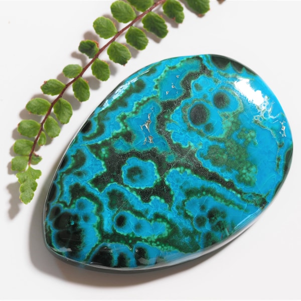 Cabochon en malachite chrysocolle-39x27 mm- Pendentif sur demande-  un délicat et harmonieux mélange de couleurs