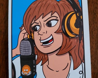 Audrey of Pizza Girlz Podcasting Sticker - Pizza Boyz Comics Podcast Girl Girls Boys Recording Sound Music Art Stickers Comic Books