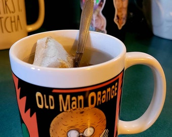 Old Man Orange Podcast Mug 11oz - Gift Podcasting Podcaster Retro Gamer Comics Fan Film Movies Gaming Review Video Manga Arcade Comic Fun