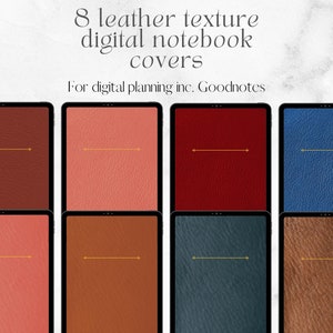 Leather Digital Notebook Covers for Goodnotes and Notability | Digital Planner Covers for iPad Planner | Printable Journal Covers - 8 styles