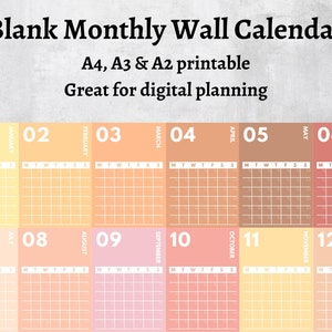 Blank Boho Aesthetic Minimalist Monthly Printable Calendar Portrait ...