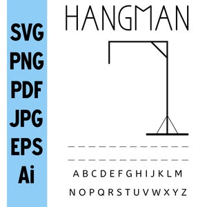 Hangman Game SVG (PNG Eps Jpg Pdf Ai) - Interior Template, Game Board for Kids, Files for Teachers, School Games, Home Activities, Parents