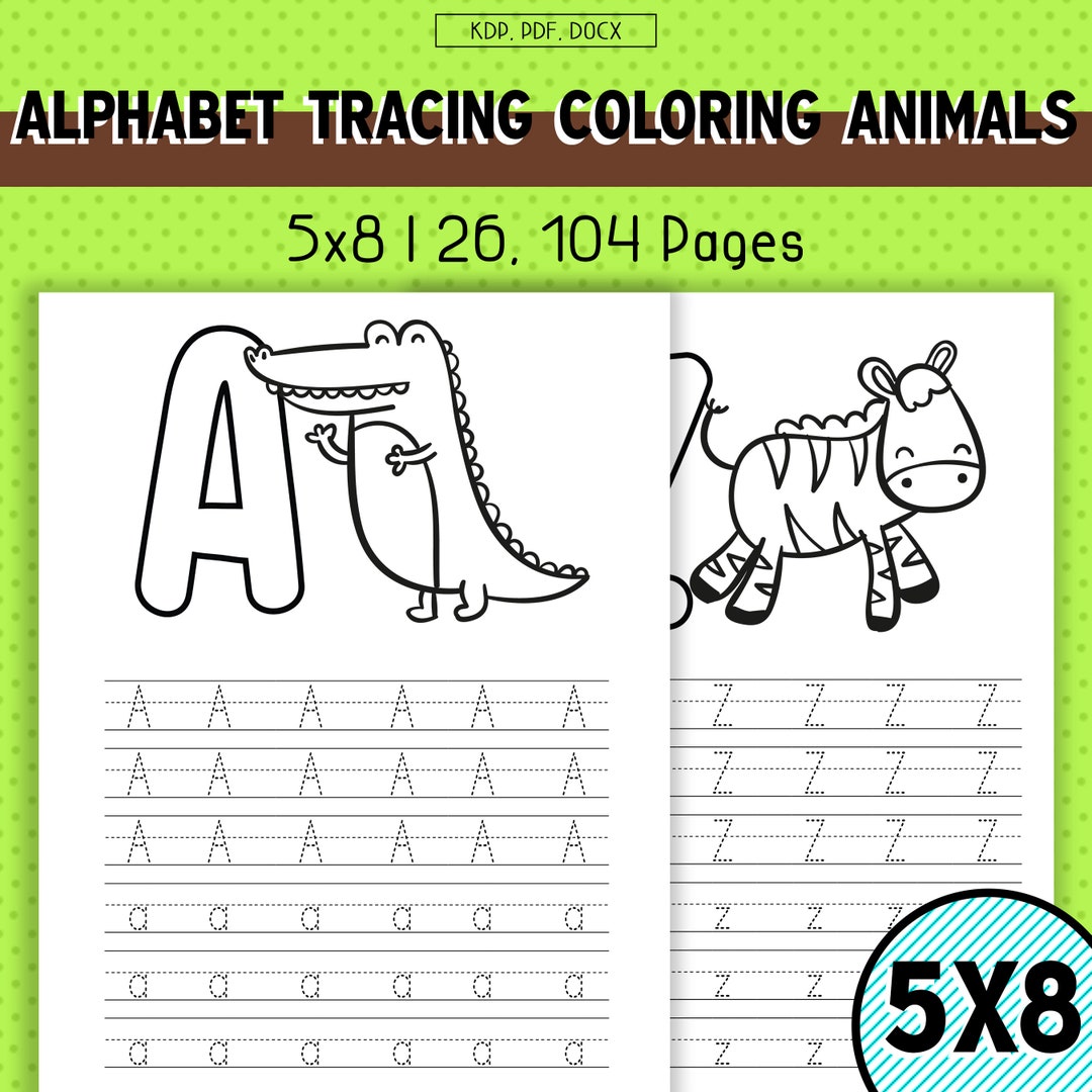Animals Alphabet Tracing Coloring Book: A to Z (PDF DOCX) - Etsy