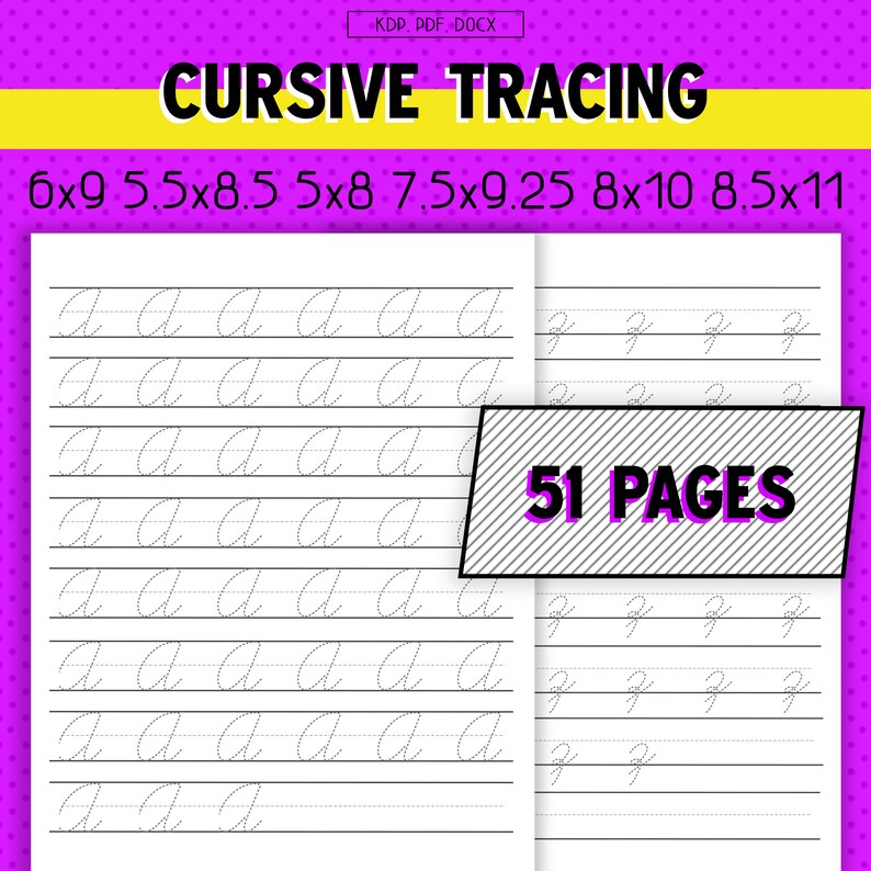 Cursive Tracing Sheets A-Z: Kids Handwriting Practice (PDF, DOCX ...