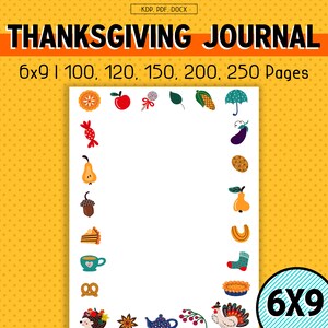 6”x9” Thanksgiving Journal 100, 120, 150, 200, 250 PDF DOCX Pages KDP Interior Blank Template Pumpkin, Pie, Autumn, turkey, Notebook, Diary