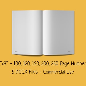 6&quot;x9&quot; Blank Pages With Numbers, KDP Template - 100, 120, 150, 200, 250 Docx Pages, Ready to Upload Interior for Journals, Notebooks, Diaries