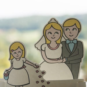 Hochzeitskarte Pop-Up-karte "Hochzeitspaar mit Blumenmädchen" Glückwunschkarte Hochzeit Karte zur Hochzeit Hochzeitseinladung hollanddesign