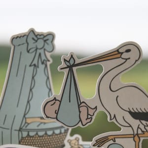Geburtskarte Blau oder Rosa Babykarte Junge oder Mädchen Karte zur Geburt Storch Wiege Pop-Up-Karte Glückwünsche zur Geburt hollanddesign