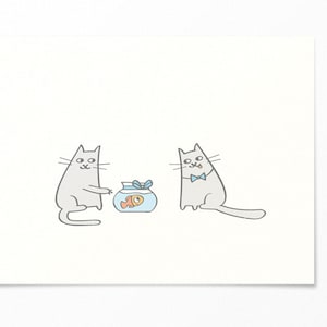 Geburtstagskarte - Katzen & Goldfisch - Glückwunschkarte / Einladungskarte / Grußkarte Geburtstag - Alles Gute zum Geburtstag - Kinder Kind