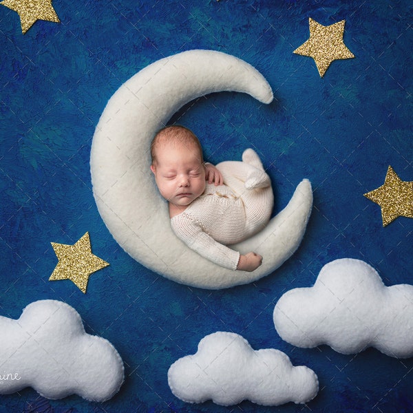 Moon digital backdrop for newborn photography, newborn photography composite