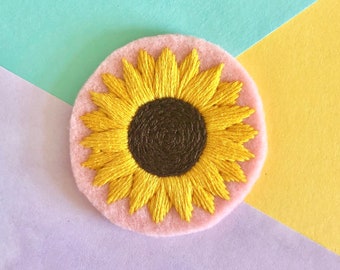 Sunflower Hand Embroidered Felt Patch