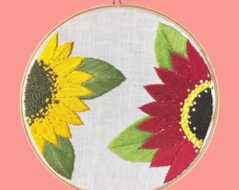 Sunflower Snapshot 7 Inch Hand Embroidery Hoop Art