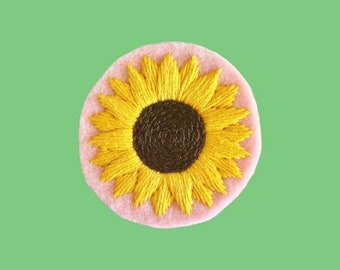 Sunflower Hand Embroidered Felt Patch