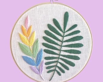 Leaf Duo 7 inch Embroidery Hoop Art