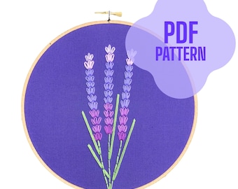 Lavender Bundle Hand Emboridery PDF Pattern Download | Hand Embroidery Pattern | Floral Embroidery Pattern Download | Flower Pattern PDF