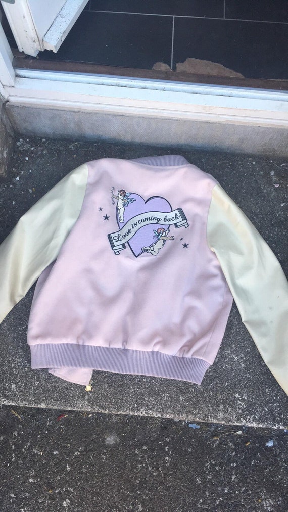 VINTAGE Angel Pastel Pink Lilac 80s 90s Jacket Si… - image 1