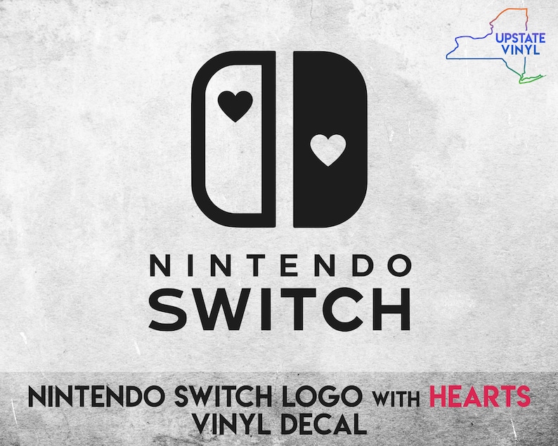 Nintendo Switch Logo with Hearts Vinyl Decal Multiple colors available image 2