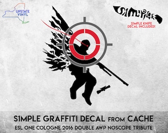 Autocollant graffiti s1mple de Cache - Hommage CS:GO - Plusieurs couleurs disponibles!