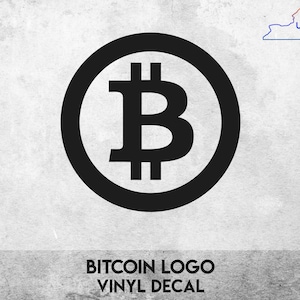 Puede incluir: Calcomanía de vinilo con el logotipo de Bitcoin en blanco y negro. El logotipo es un círculo con una "B" estilizada en su interior.