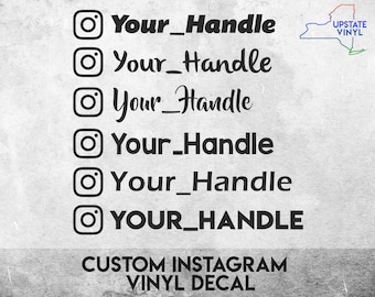 Identificador de Instagram - Calcomanía de vinilo personalizada - ¡Varias fuentes disponibles!