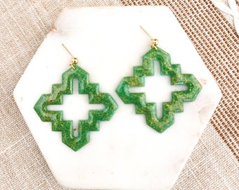 Deep Jade Geometric earrings