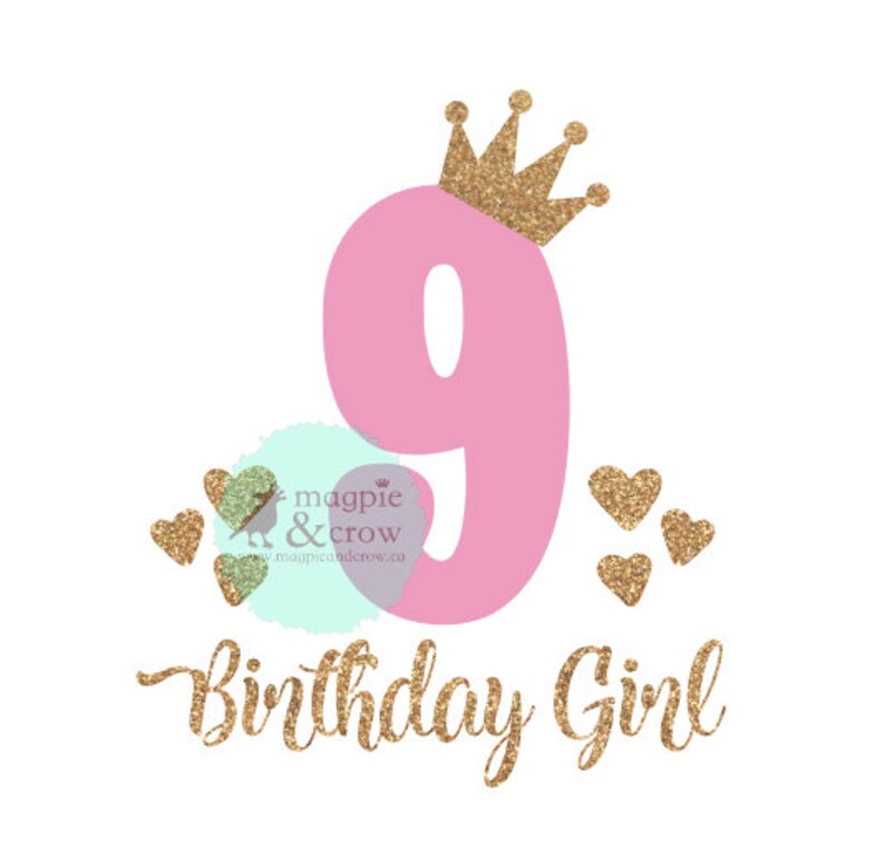 Download 9th Birthday SVG Ninth Birthday SVG 9th Birthday Girl SVG | Etsy