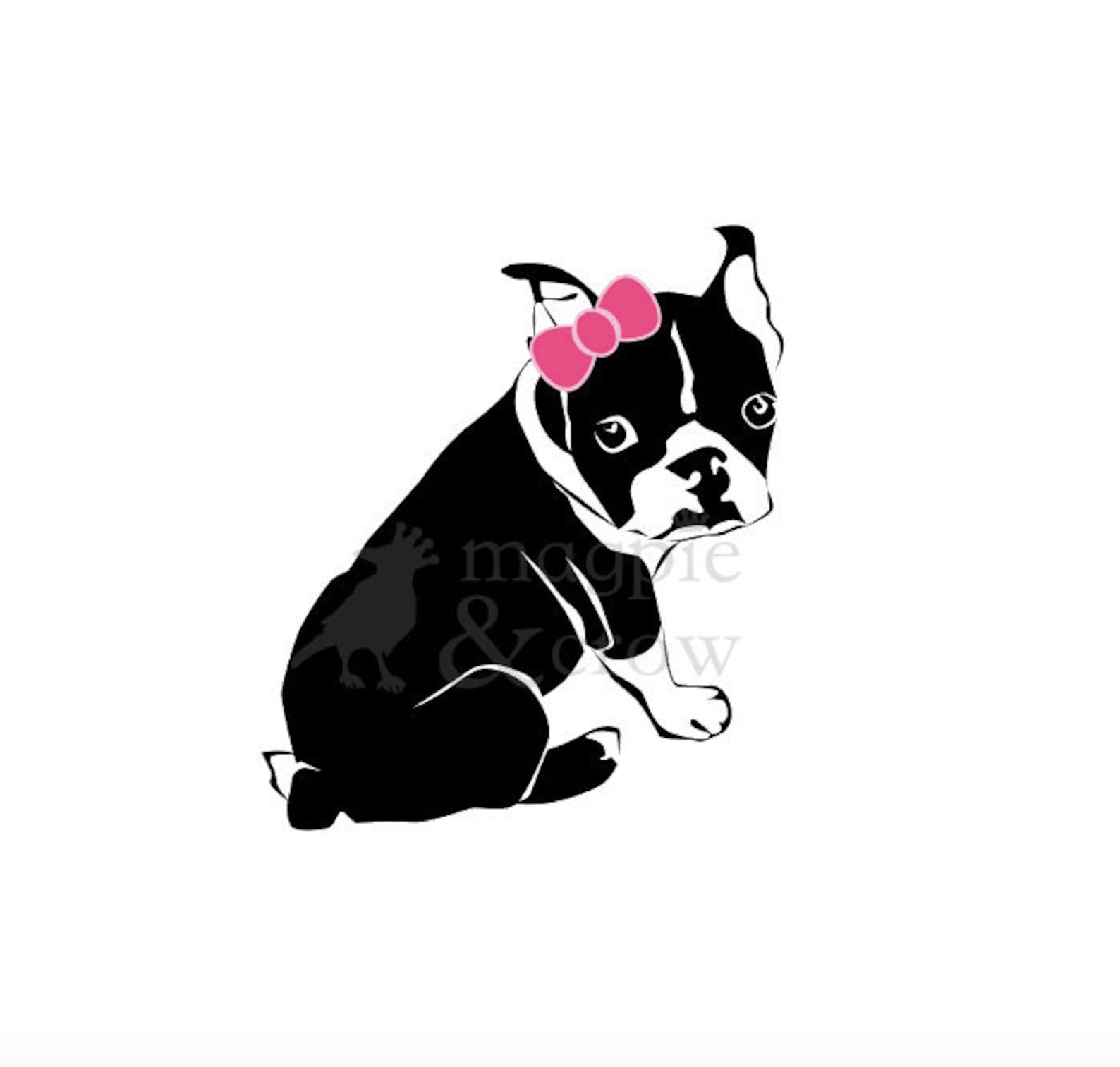Boston Terrier SVG Boston Terrier with Bow SVG Dog wearing | Etsy