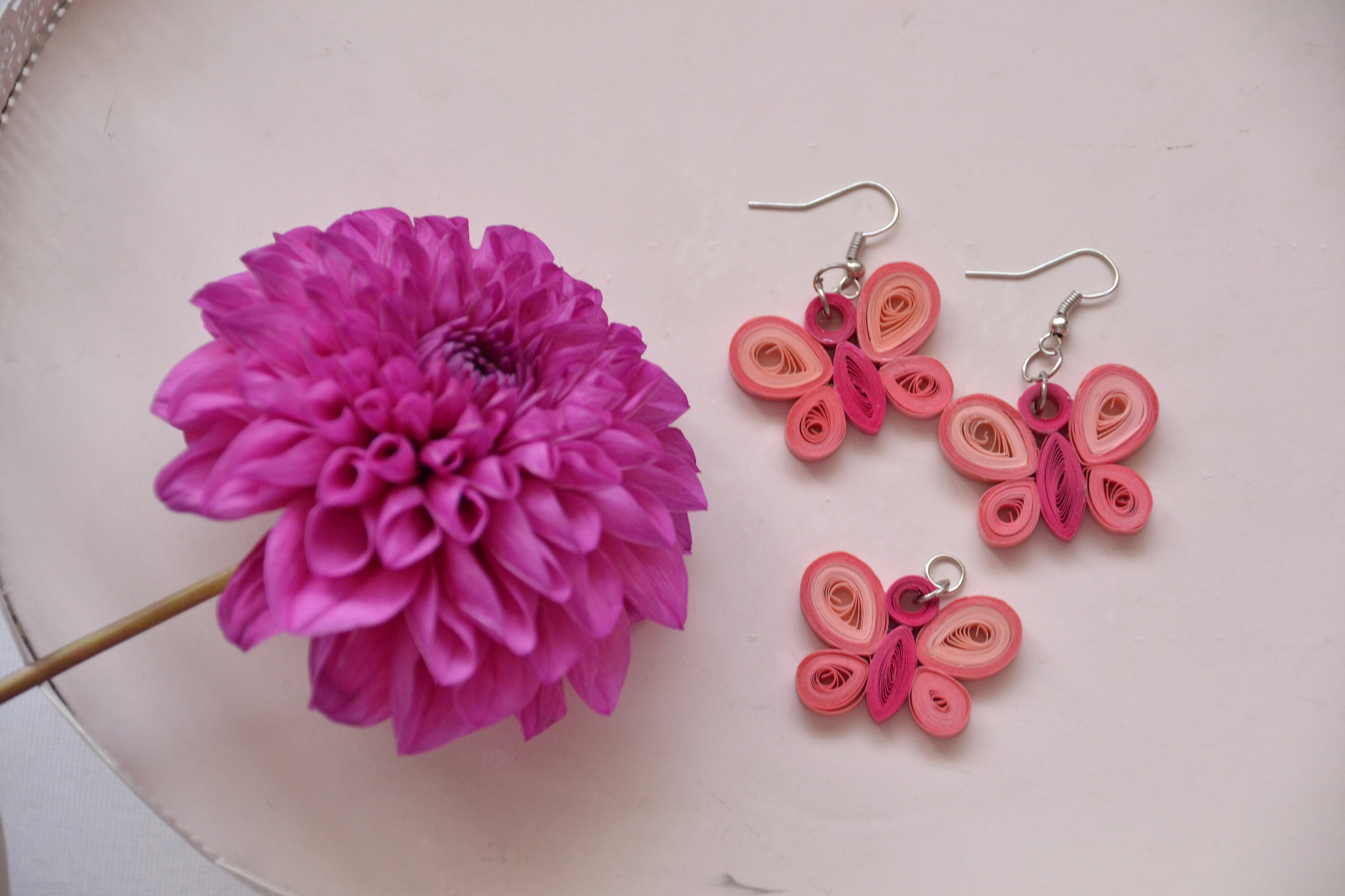 Butterfly Quilling Earrings and Charm Set Etsy