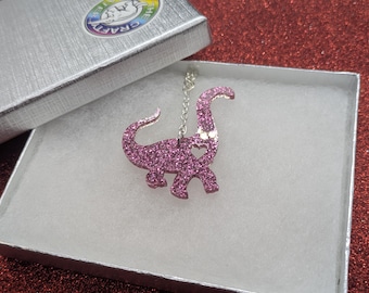 Dinosaur necklace, acrylic necklace, necklace, dinosaur, dinosaur jewellery, diplodocus, kids necklace, fun necklace, jewelry for kids,green