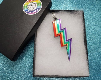 Lightning bolt rainbow necklace