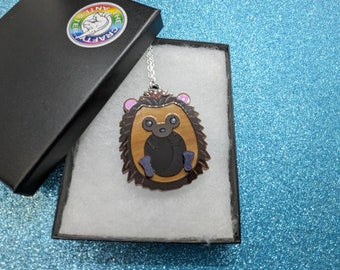 Hedgehog necklace,hedgehog,animal necklace,acrylic necklace,cute necklace,lasercut necklace