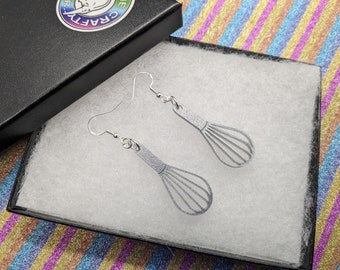 Whisk earings,whisk,Acrylic earrings, earrings,cooking earrings,earrings,baking earrings, silver earrings, jewellery,glitter earrings,