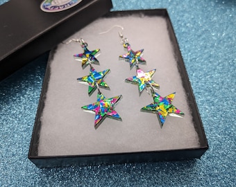 Star earings,Acrylic earrings, earrings,star jewellery,  earrings,jewellery, silver earrings, jewellery,