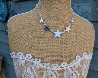 Star necklace,silver star necklace,silver necklace,statement necklace,acrylic necklace,lasercut necklace,European necklace, EU necklace
