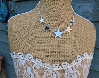 Star necklace,silver star necklace,silver necklace,statement necklace,acrylic necklace,lasercut necklace,European necklace, EU necklace