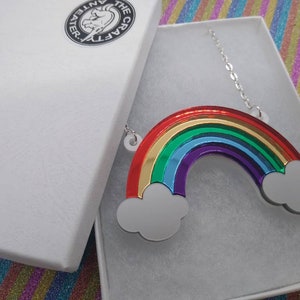 Mirror Acrylic Rainbow Necklace, LGBT Pride Jewelry