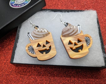 Halloween earrings,Acrylic earrings, earrings,pumpkin,cup  earrings,Halloween,earrings,jewellery,Lasercut earrings,horror earrings