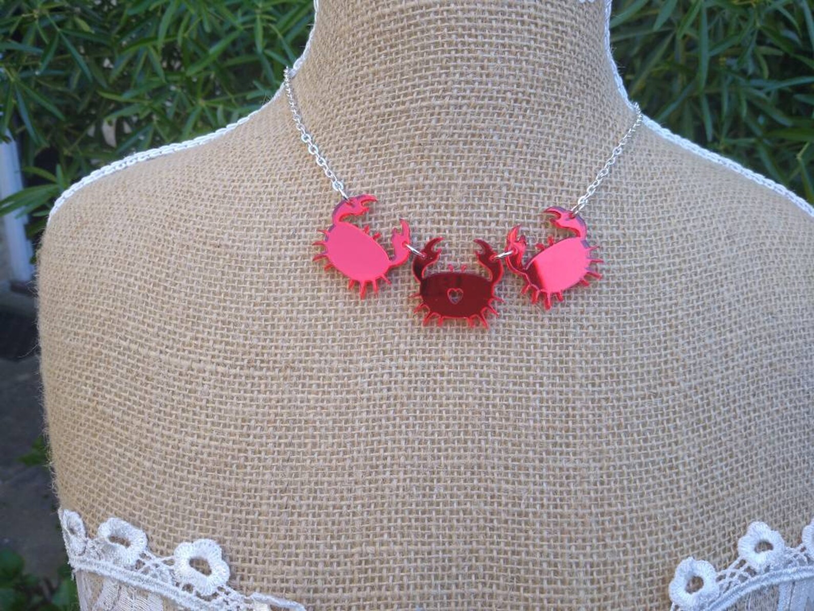 Crabs Necklace Crab Necklace Red Crabs Necklace Acrylic Etsy