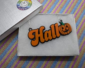 Halloween,halloween necklace,halloween jewelry,Halloween,Halloween necklace,orange necklace,lasercut necklace,acrylic necklace