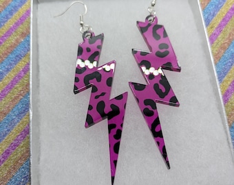 Lightning bolt earings,Acrylic earrings, earrings,bolt earrings,earrings,lightning earrings, silver earrings,jewellery, valentines,sparkle