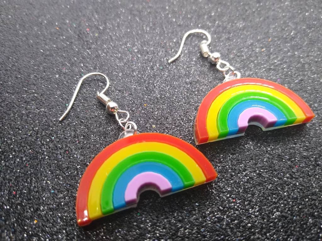 Rainbow Earingsacrylic Earrings Earrings Rainbow LGBT - Etsy