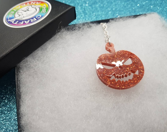Featured listing image: Pumpkin Necklace Glitter