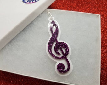 Treble Clef Necklace (Purple/Pink)