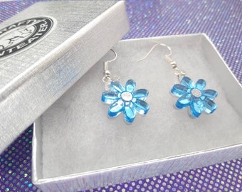 Flower Earrings (Mirror Blue)