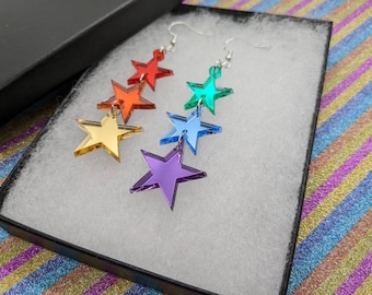 Rainbow star earings