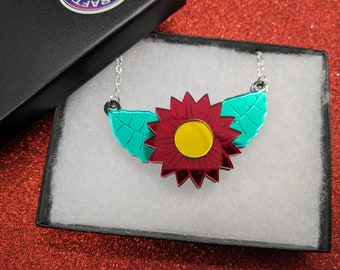 Flower necklace,flower,festive,sunflower necklace,festive necklace,acrylic necklace,fun,quirky jewelry,christmas necklace